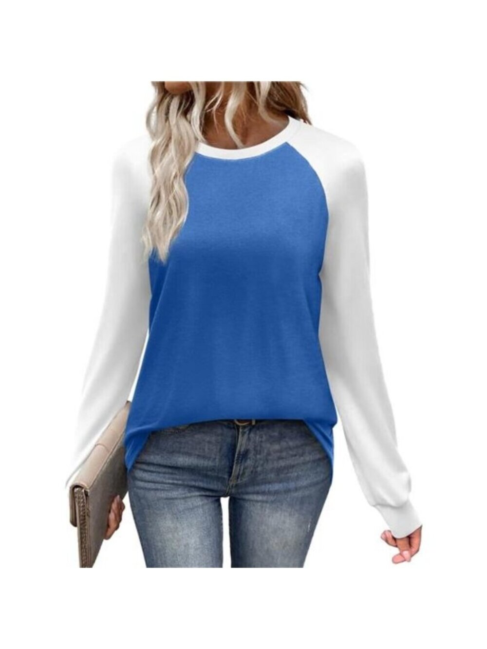 Long Sleeve Shirts for Women Color Block Raglan Tops Casual Crewneck